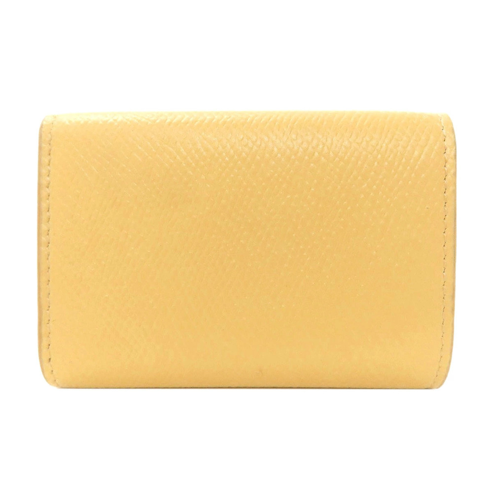 Celine Leather fold Wallet coin Compact fold purse Tri Bi Black